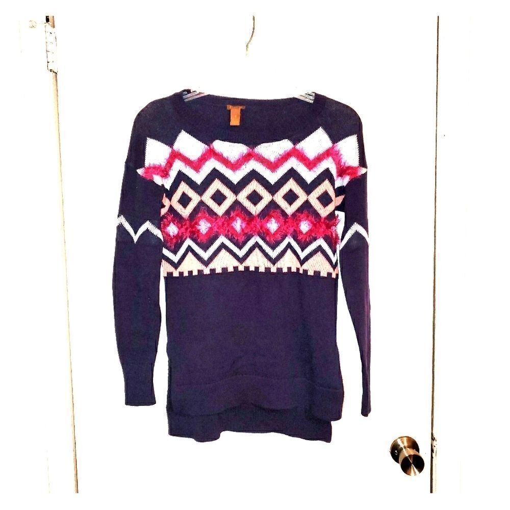 Copper Key Abstract Tribal Print Purple Sweater Size M